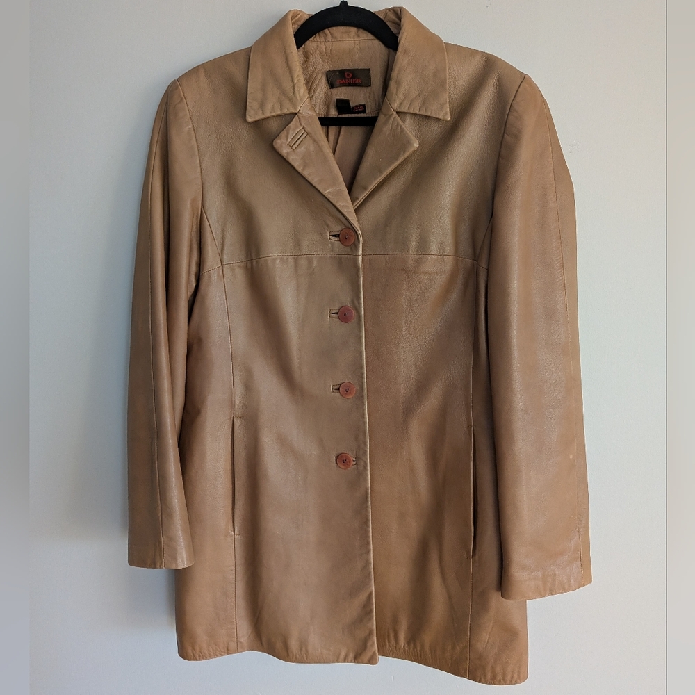Vintage Danier Made in Canada Genuine Soft Leather Longline Blazer L - Picture 1 of 7